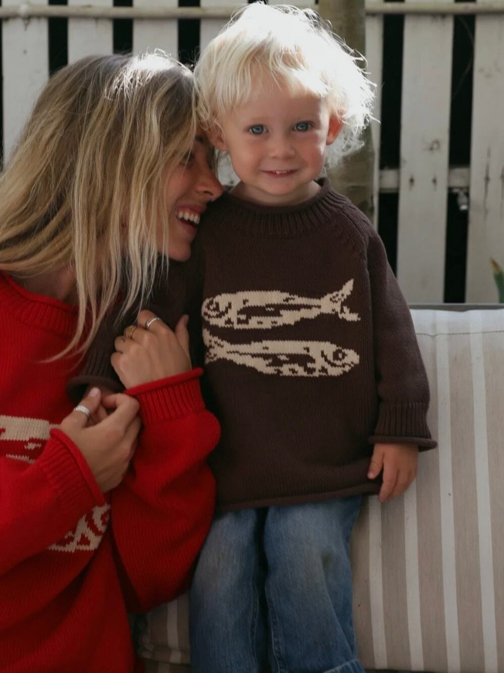 Beaten Path Co. Brown Kids Cotton Fish Sweater size 130 or 10/11